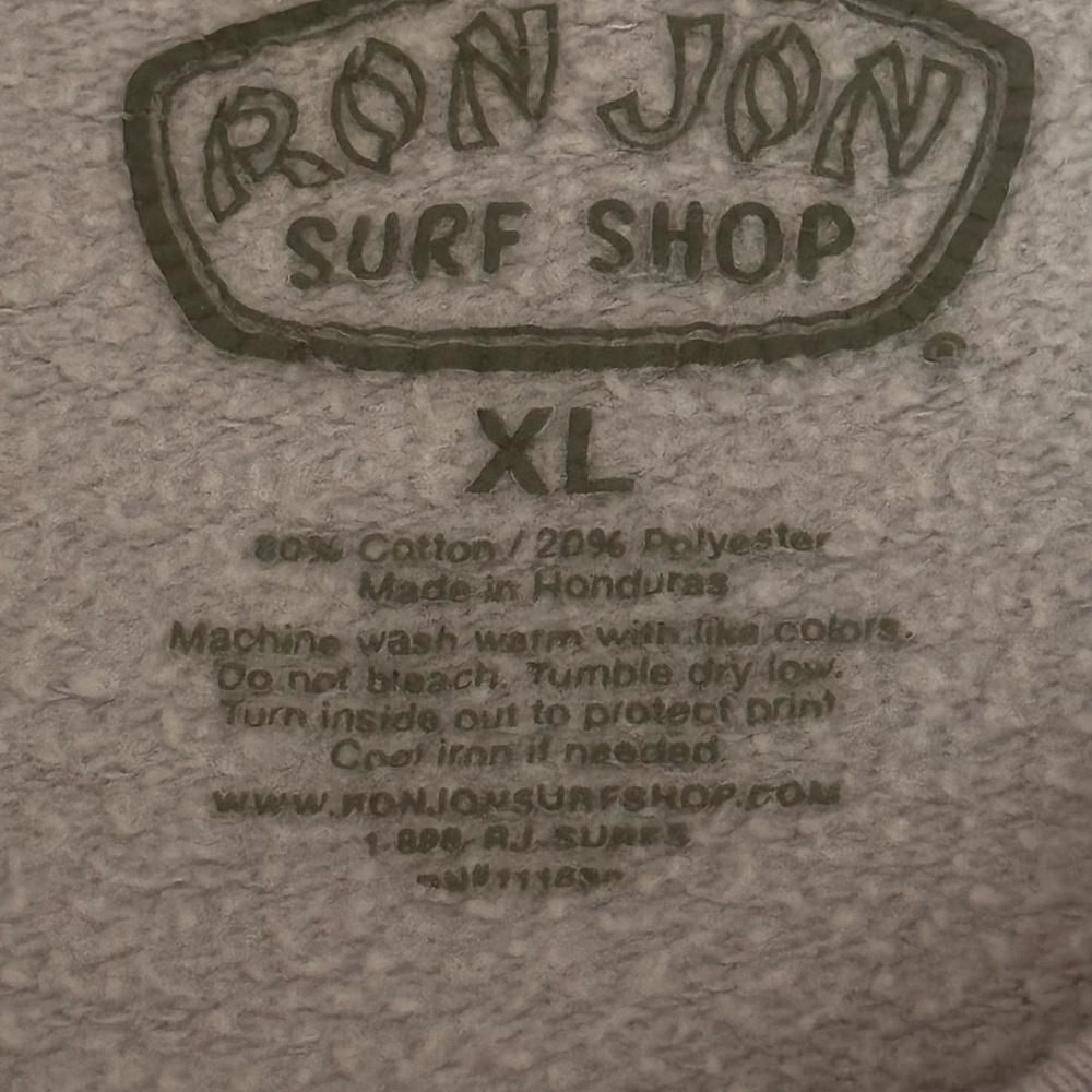 Ron Jon Surf Shop Lavender Sweatshirt Sz XL - Picture 7 of 7
